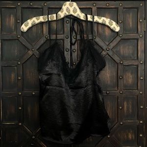 LF Satin Halter Black Lace Top